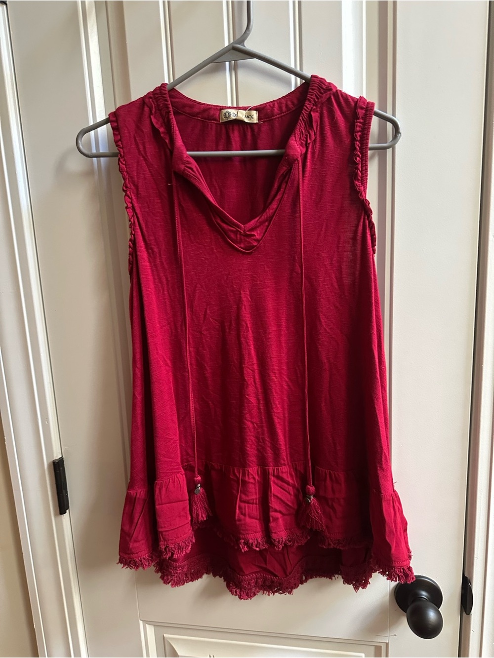 Democracy Casual Sleeveless Red Tunic Top